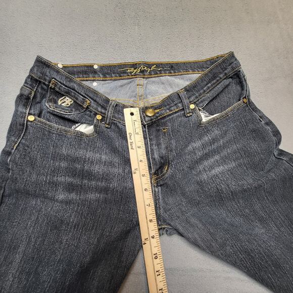 Ruff Rryders Capri Jeans Womens 10 Blue Straight Distressed Y2K Embroidered - Picture 7 of 10